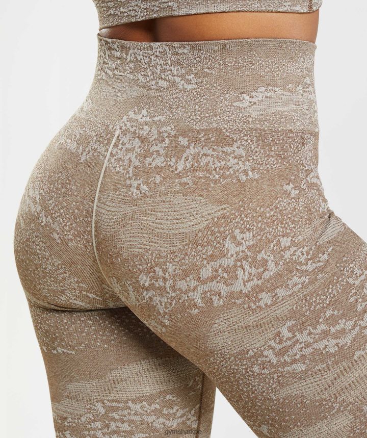 Gymsharkadapt camo leggins sin costuras mujer gris guijarro/marrón alma PFTJ2N325 ropa