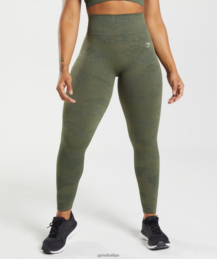 Gymsharkadapt camo leggins sin costuras mujer musgo de oliva/corazón de oliva PFTJ2N244 ropa