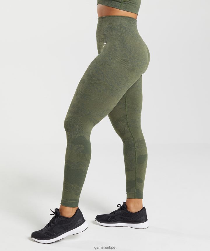 Gymsharkadapt camo leggins sin costuras mujer musgo de oliva/corazón de oliva PFTJ2N244 ropa