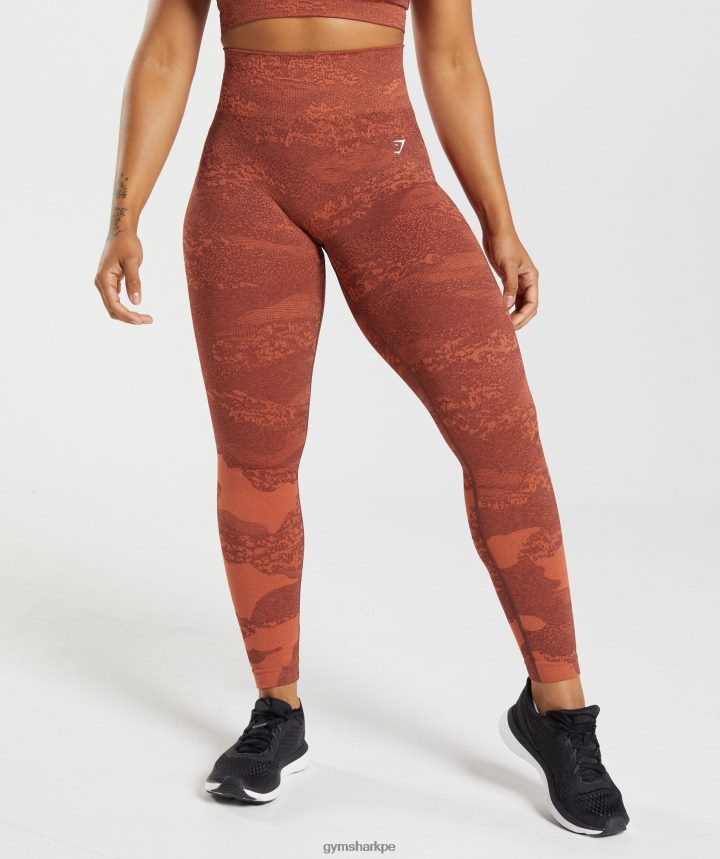 Gymsharkadapt camo leggins sin costuras mujer rojo tormenta/marrón cereza PFTJ2N305 ropa