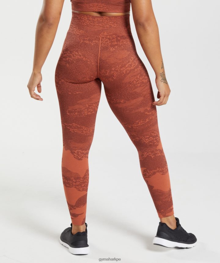 Gymsharkadapt camo leggins sin costuras mujer rojo tormenta/marrón cereza PFTJ2N305 ropa