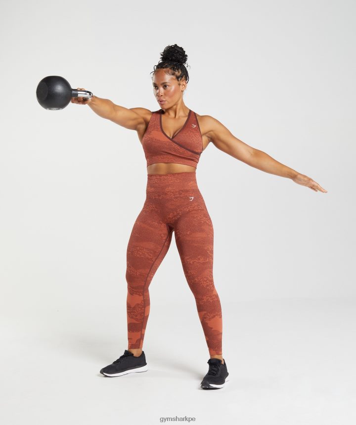 Gymsharkadapt camo leggins sin costuras mujer rojo tormenta/marrón cereza PFTJ2N305 ropa