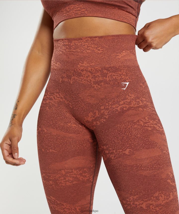Gymsharkadapt camo leggins sin costuras mujer rojo tormenta/marrón cereza PFTJ2N305 ropa