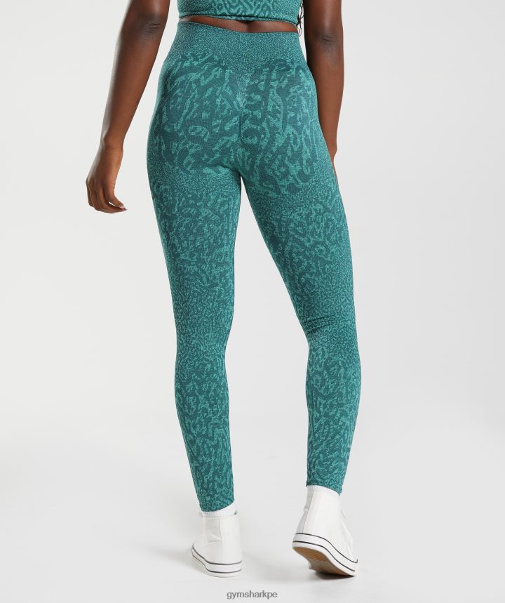 Gymsharkadaptar animal leggins sin costuras mujer arrecife | verde azulado de invierno PFTJ2N292 ropa