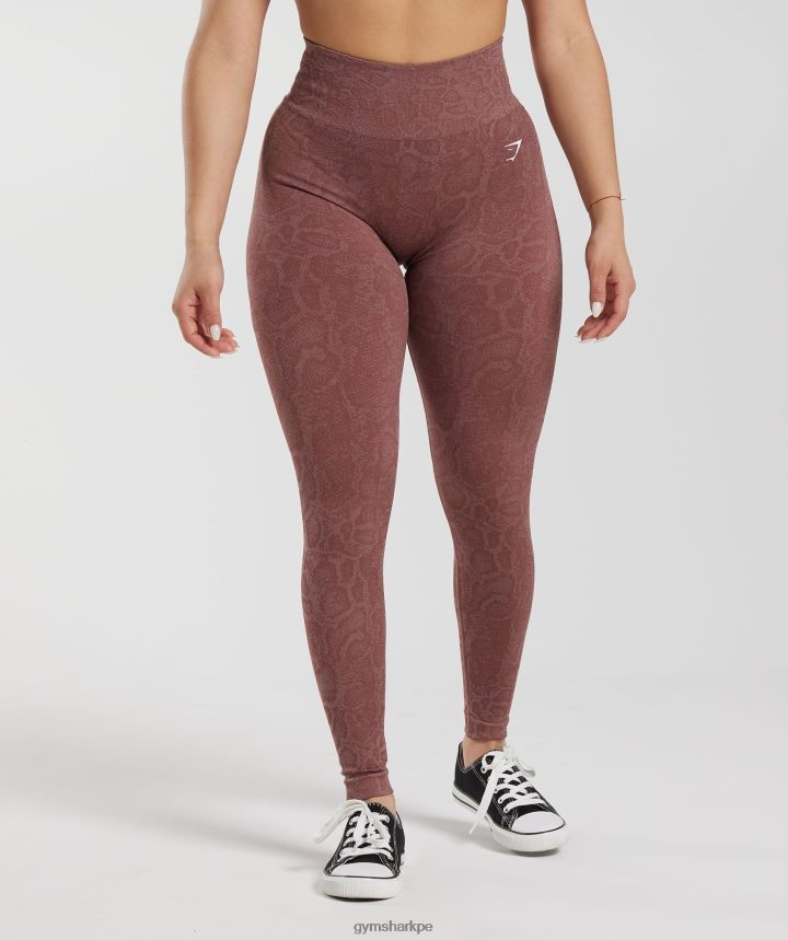 Gymsharkadaptar animal leggins sin costuras mujer rosa rubor moderno/marrón magenta PFTJ2N238 ropa