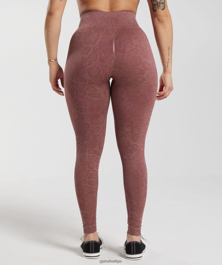 Gymsharkadaptar animal leggins sin costuras mujer rosa rubor moderno/marrón magenta PFTJ2N238 ropa