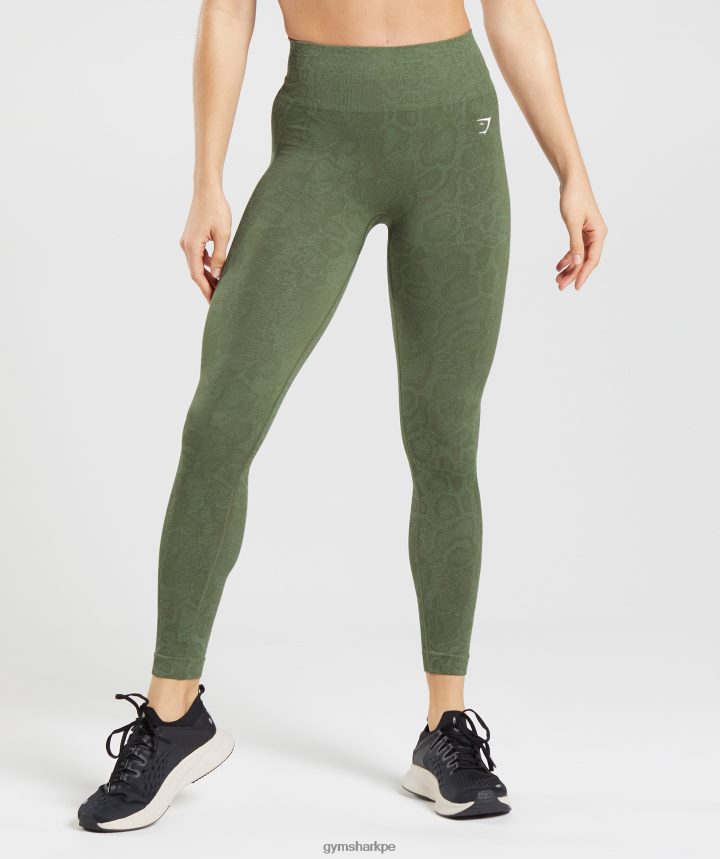 Gymsharkadaptar animal leggins sin costuras mujer verde sauce/oliva núcleo PFTJ2N271 ropa