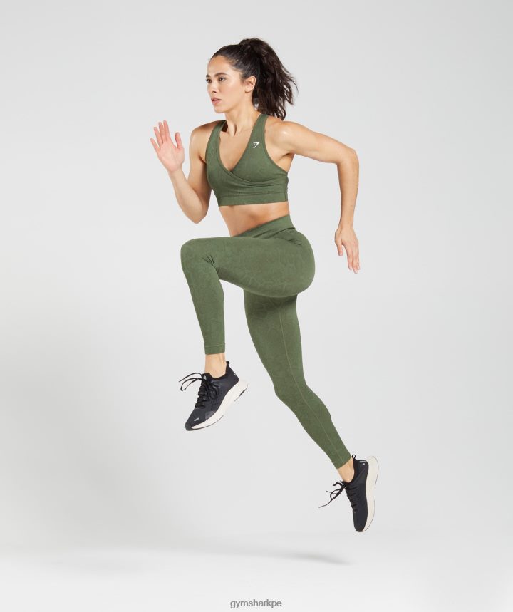 Gymsharkadaptar animal leggins sin costuras mujer verde sauce/oliva núcleo PFTJ2N271 ropa