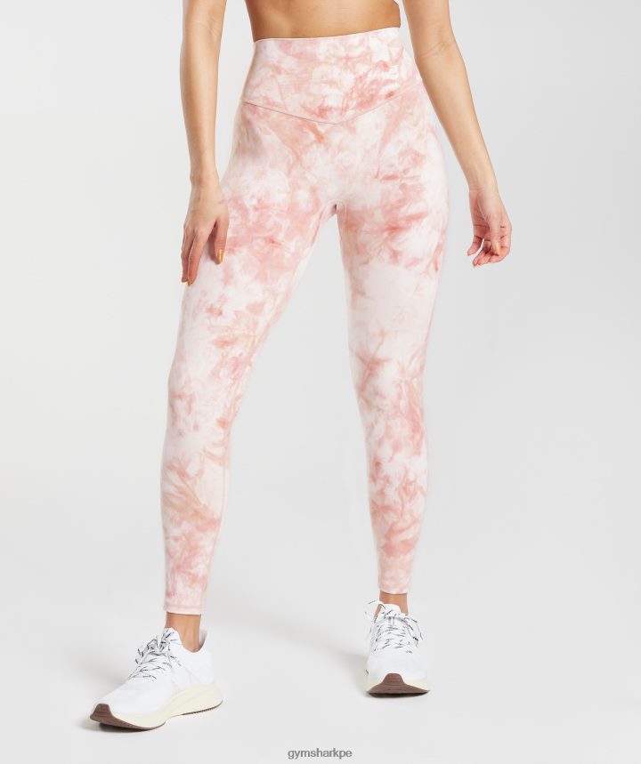 Gymsharkeleva leggins teñidos en spray mujer blanco/rosa brumoso/rosa escandinavo PFTJ2N266 ropa
