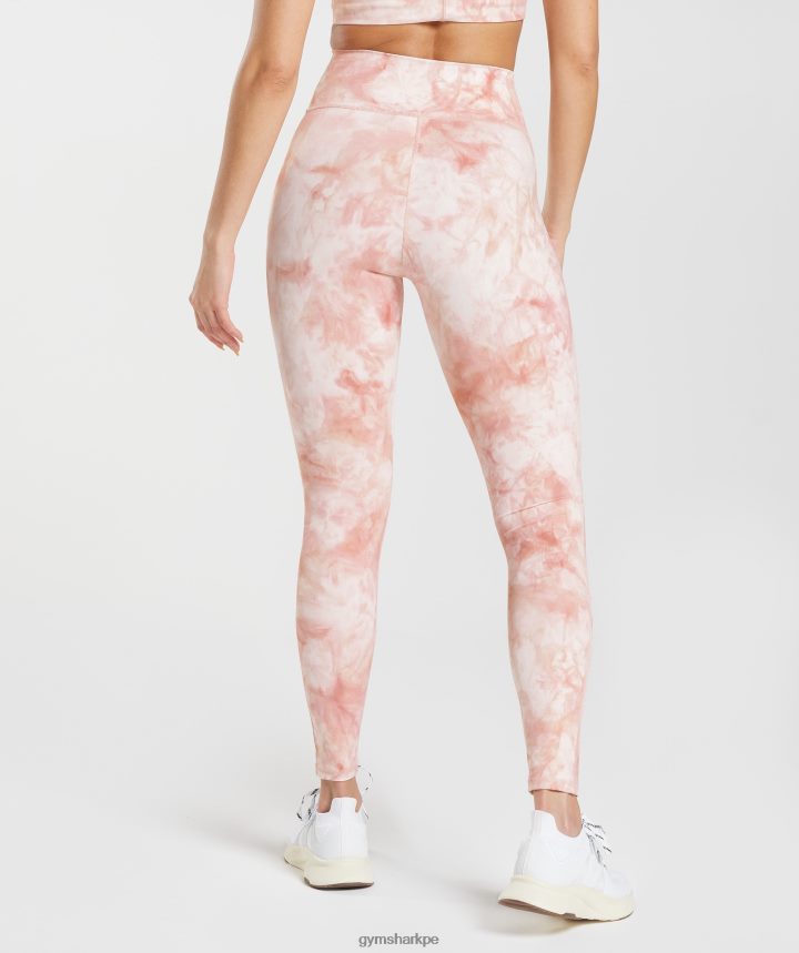 Gymsharkeleva leggins teñidos en spray mujer blanco/rosa brumoso/rosa escandinavo PFTJ2N266 ropa