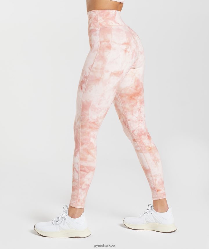 Gymsharkeleva leggins teñidos en spray mujer blanco/rosa brumoso/rosa escandinavo PFTJ2N266 ropa