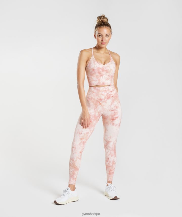 Gymsharkeleva leggins teñidos en spray mujer blanco/rosa brumoso/rosa escandinavo PFTJ2N266 ropa