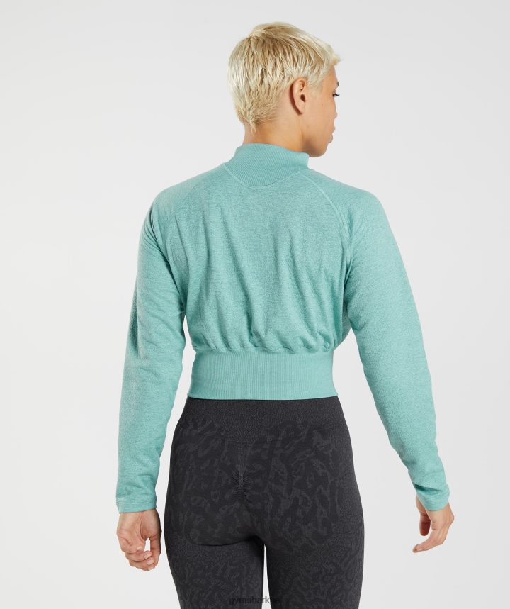 Gymshark315 top de calentamiento de manga larga mujer azul perla/verde azulado invierno jaspeado PFTJ2N394 ropa