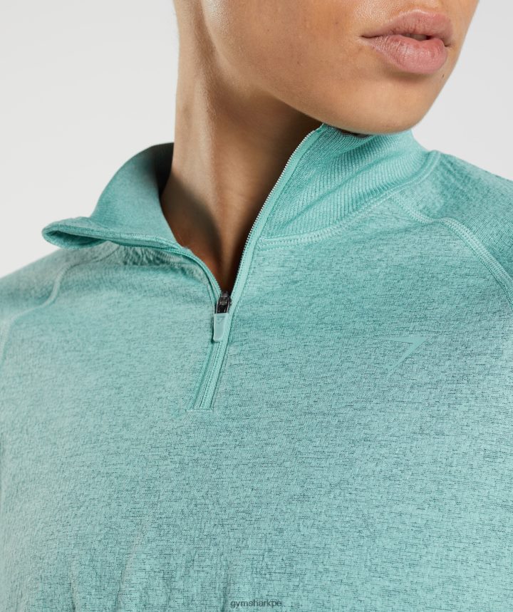 Gymshark315 top de calentamiento de manga larga mujer azul perla/verde azulado invierno jaspeado PFTJ2N394 ropa