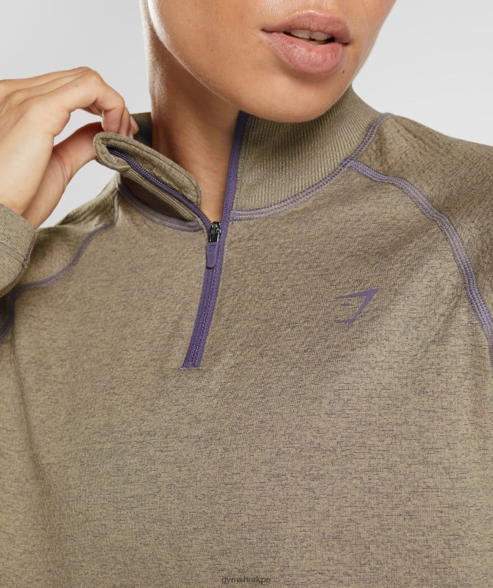 Gymshark315 top de calentamiento de manga larga mujer marrón cemento/púrpura mercurio jaspeado PFTJ2N403 ropa
