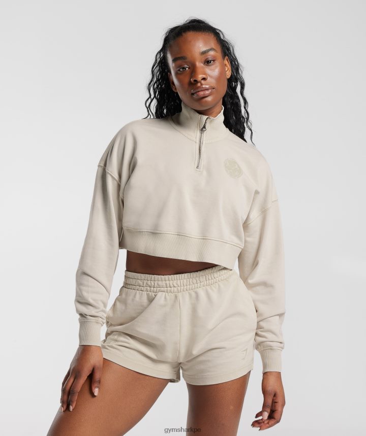 Gymsharkcolegial 1/4 zip mujer hongo marrón PFTJ2N380 ropa