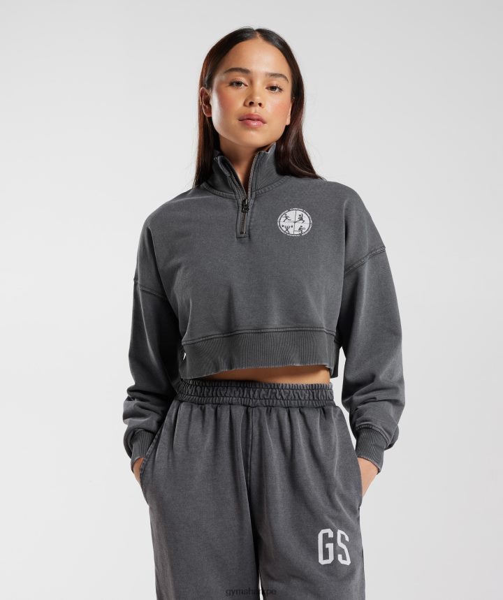 Gymsharkcolegial 1/4 zip mujer silueta gris PFTJ2N387 ropa