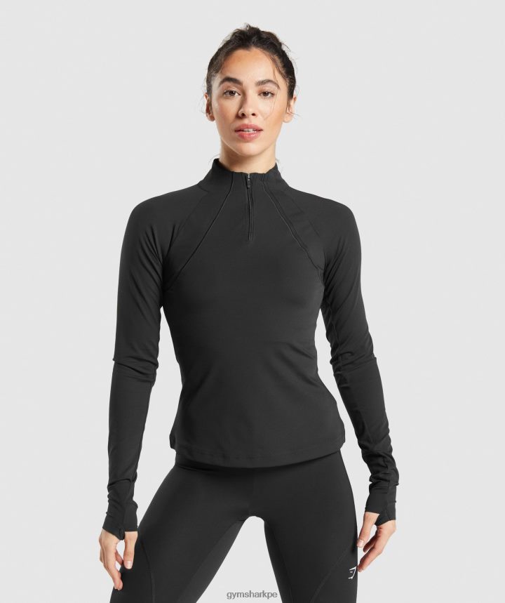 Gymsharkcorrer 1/4 zip mujer negro PFTJ2N349 ropa