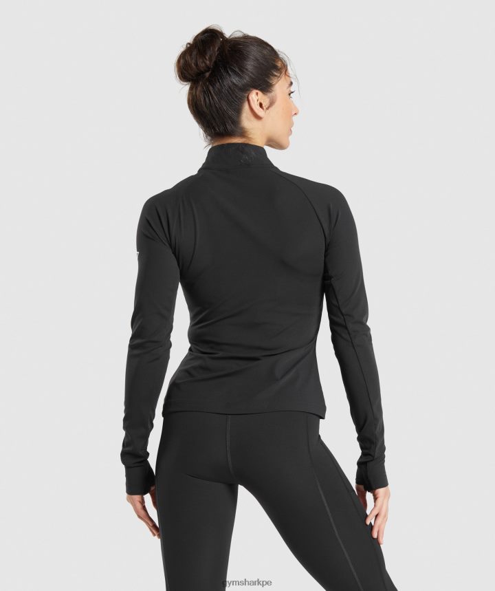 Gymsharkcorrer 1/4 zip mujer negro PFTJ2N349 ropa