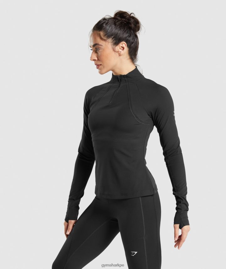 Gymsharkcorrer 1/4 zip mujer negro PFTJ2N349 ropa