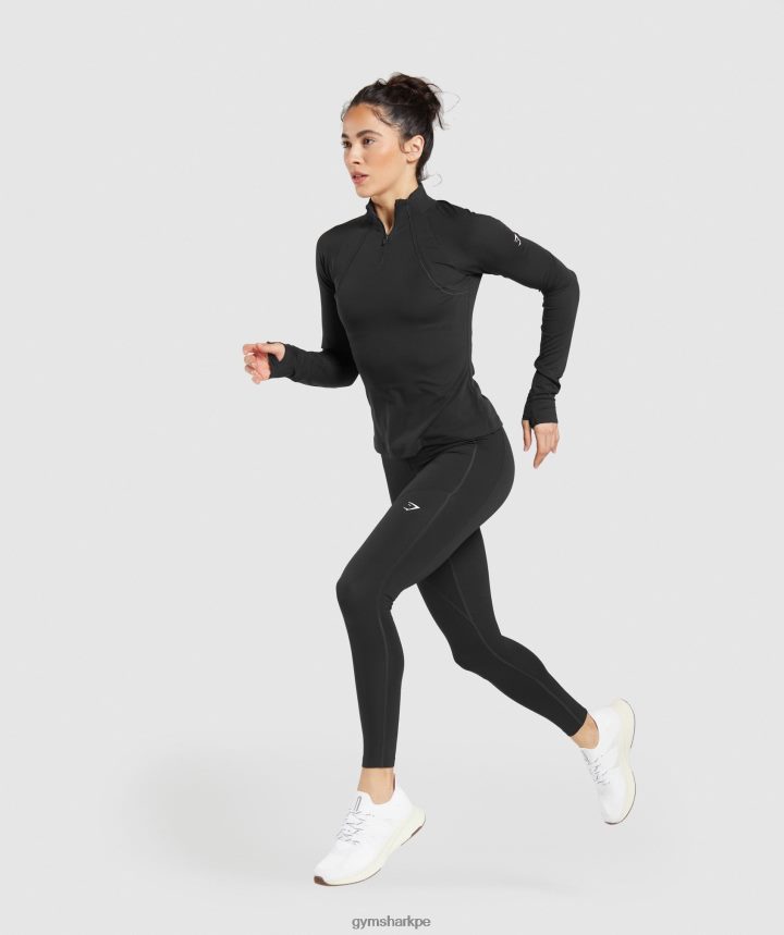 Gymsharkcorrer 1/4 zip mujer negro PFTJ2N349 ropa