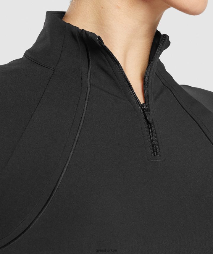 Gymsharkcorrer 1/4 zip mujer negro PFTJ2N349 ropa