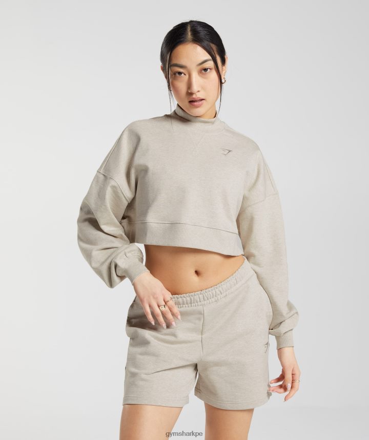 Gymsharkdía de descanso suda sudadera recortada mujer arena marga PFTJ2N369 ropa