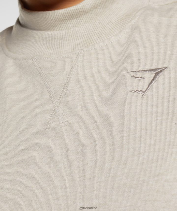 Gymsharkdía de descanso suda sudadera recortada mujer arena marga PFTJ2N369 ropa