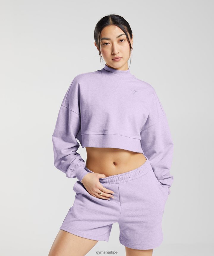 Gymsharkdía de descanso suda sudadera recortada mujer aura lila marga PFTJ2N368 ropa