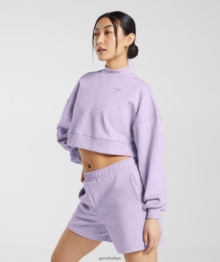Gymsharkdía de descanso suda sudadera recortada mujer aura lila marga PFTJ2N368 ropa