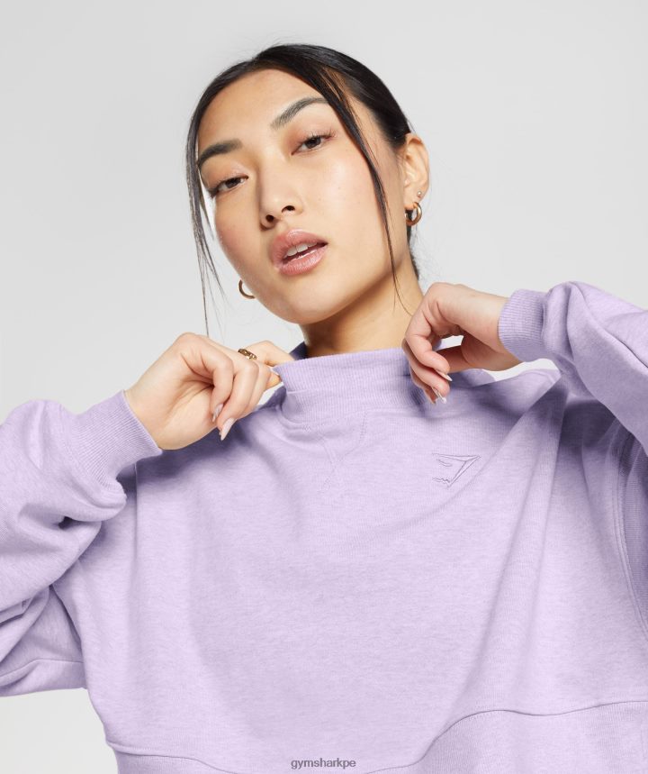 Gymsharkdía de descanso suda sudadera recortada mujer aura lila marga PFTJ2N368 ropa