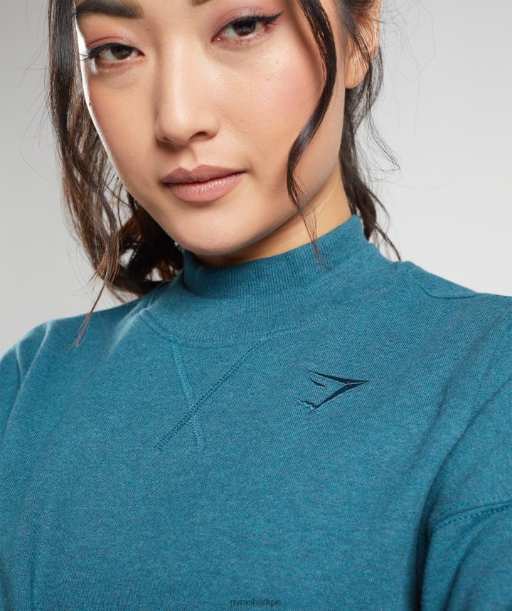 Gymsharkdía de descanso suda sudadera recortada mujer marga azul acero PFTJ2N365 ropa