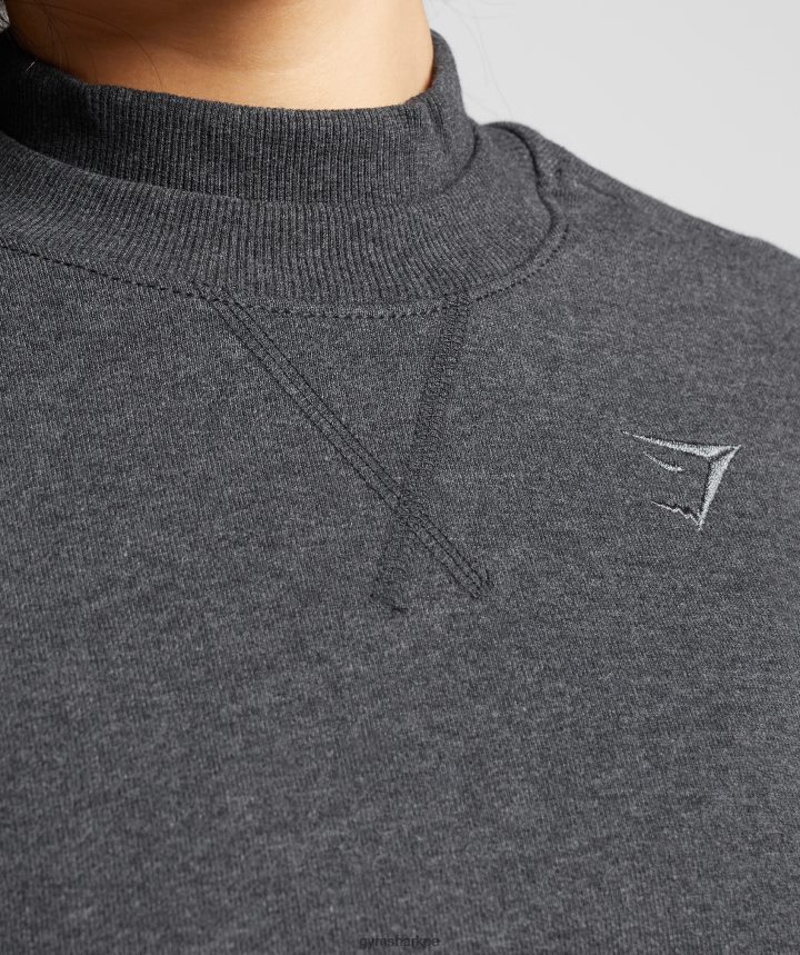 Gymsharkdía de descanso suda sudadera recortada mujer marga de núcleo negro PFTJ2N364 ropa