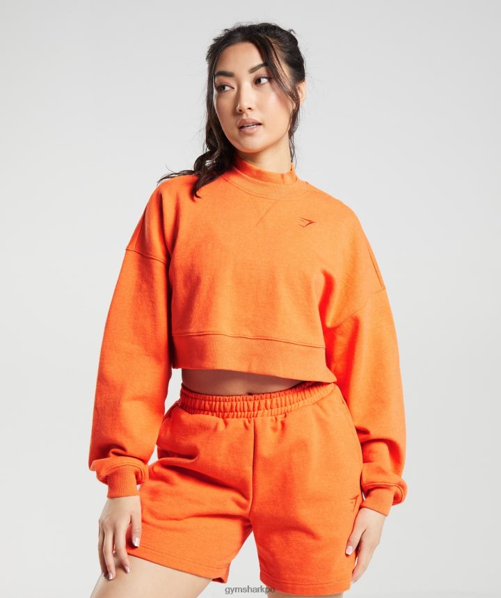 Gymsharkdía de descanso suda sudadera recortada mujer marga naranja brillante PFTJ2N402 ropa