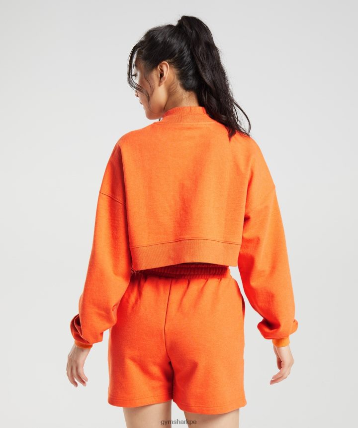 Gymsharkdía de descanso suda sudadera recortada mujer marga naranja brillante PFTJ2N402 ropa