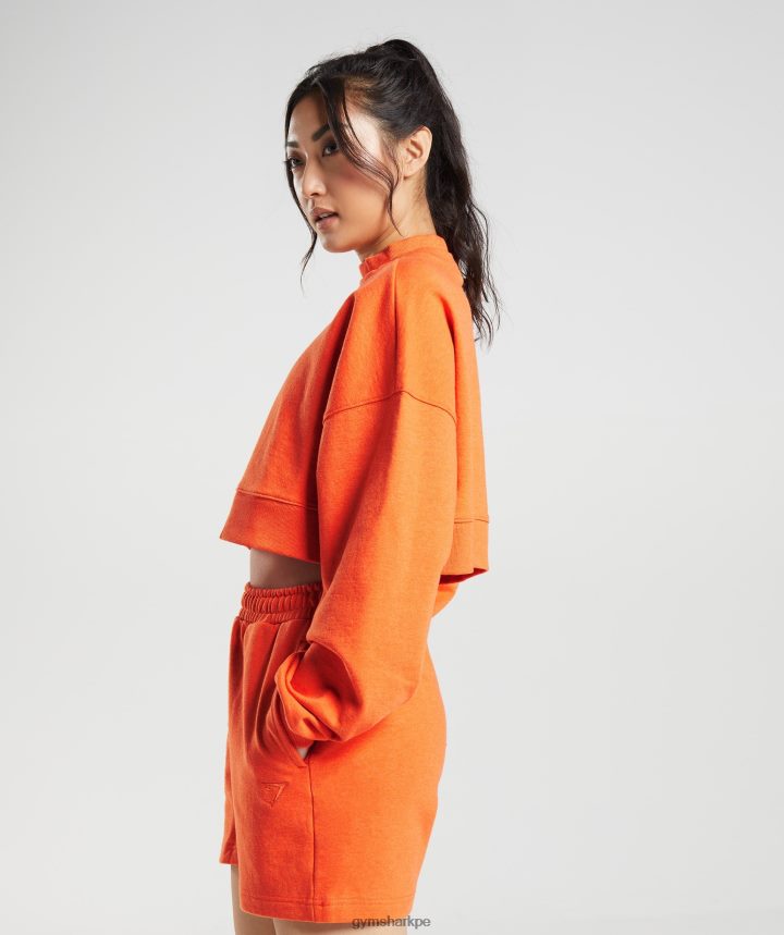 Gymsharkdía de descanso suda sudadera recortada mujer marga naranja brillante PFTJ2N402 ropa