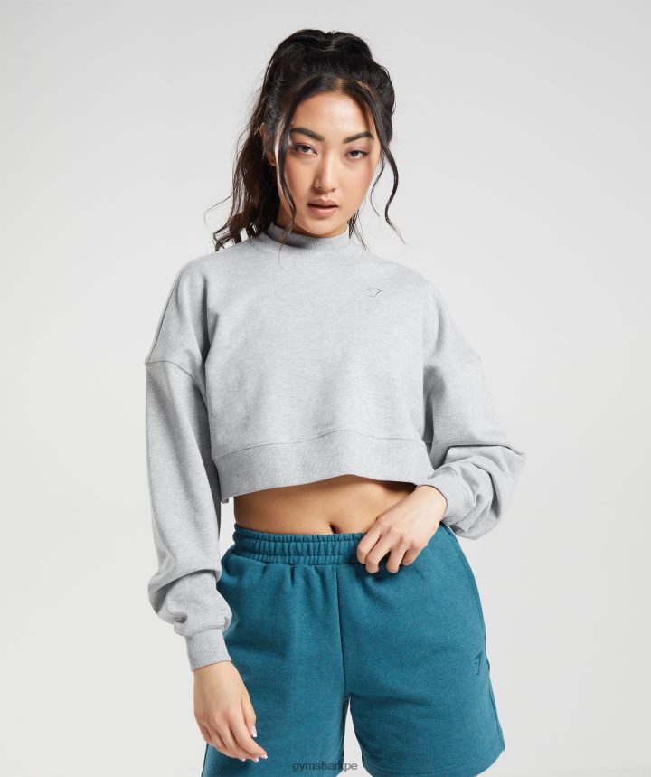 Gymsharkdía de descanso suda sudadera recortada mujer núcleo gris claro marga PFTJ2N370 ropa