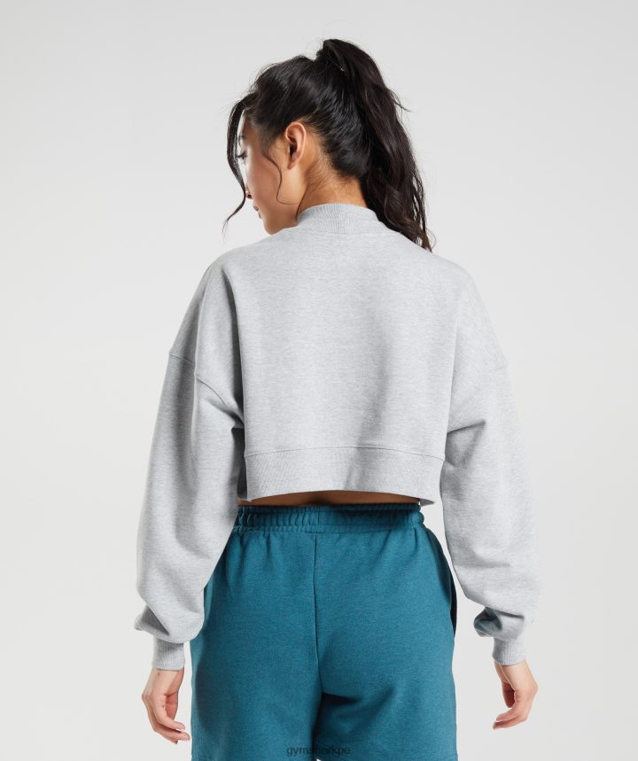 Gymsharkdía de descanso suda sudadera recortada mujer núcleo gris claro marga PFTJ2N370 ropa