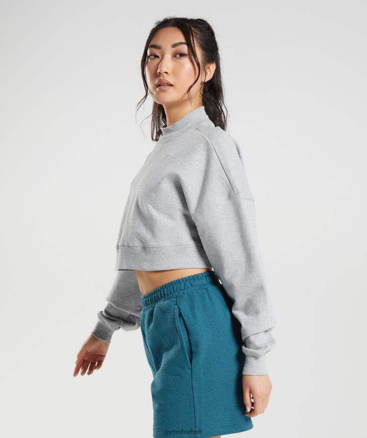 Gymsharkdía de descanso suda sudadera recortada mujer núcleo gris claro marga PFTJ2N370 ropa