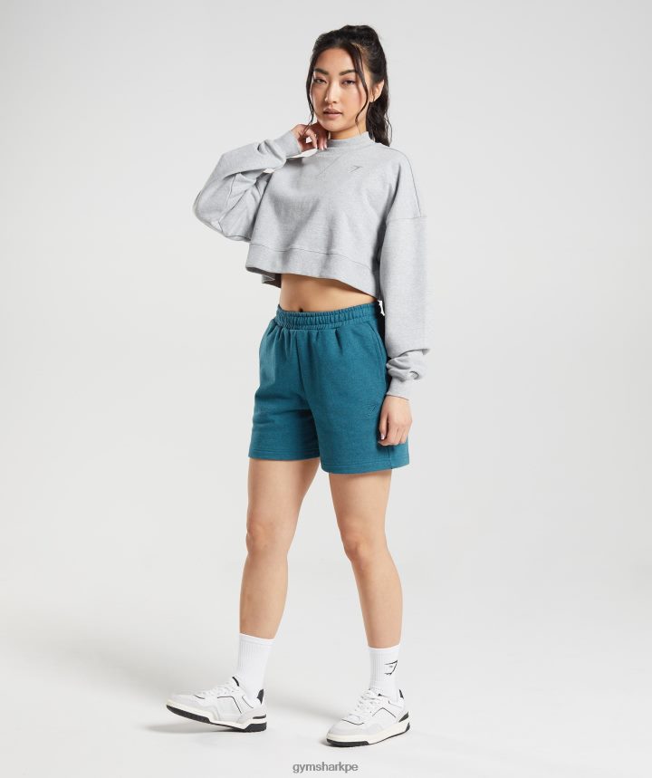 Gymsharkdía de descanso suda sudadera recortada mujer núcleo gris claro marga PFTJ2N370 ropa