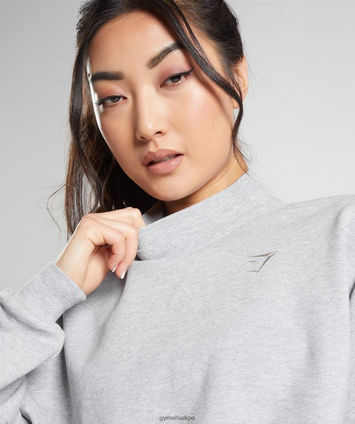 Gymsharkdía de descanso suda sudadera recortada mujer núcleo gris claro marga PFTJ2N370 ropa