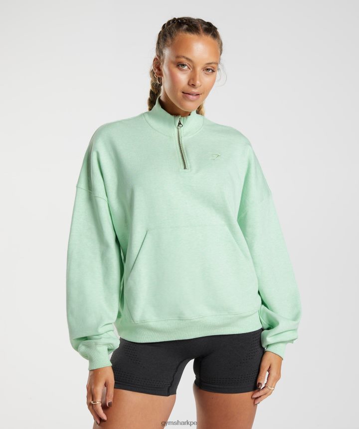Gymsharkdía de descanso sudaderas 1/2 zip pullover mujer refrescante marga verde PFTJ2N379 ropa