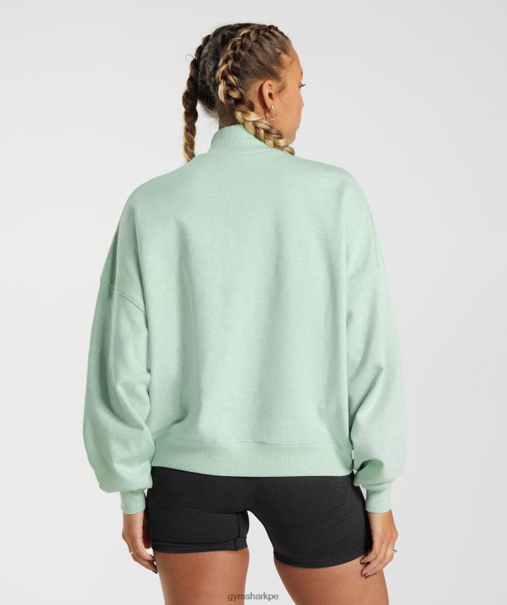 Gymsharkdía de descanso sudaderas 1/2 zip pullover mujer refrescante marga verde PFTJ2N379 ropa