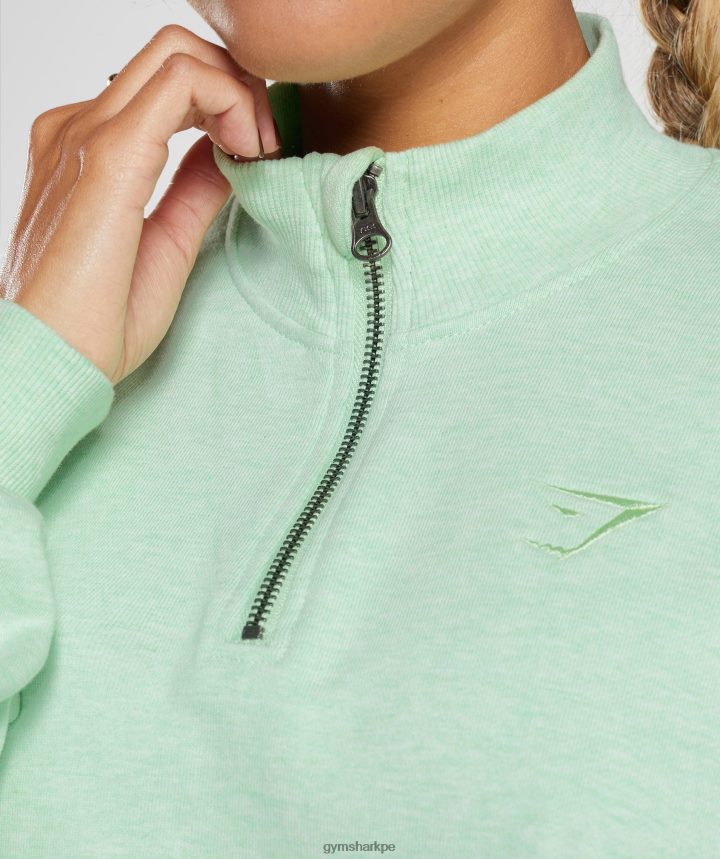 Gymsharkdía de descanso sudaderas 1/2 zip pullover mujer refrescante marga verde PFTJ2N379 ropa
