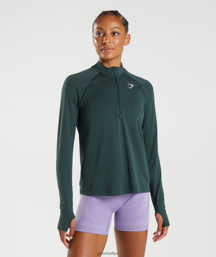 Gymsharkmedia cremallera sin costuras vital mujer marga verde bosque PFTJ2N401 ropa