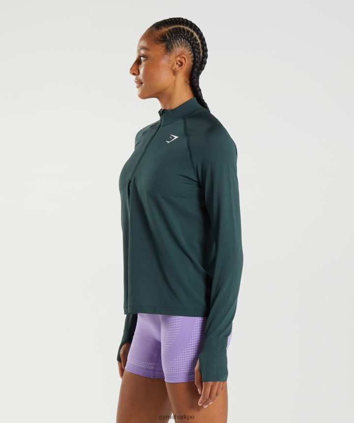 Gymsharkmedia cremallera sin costuras vital mujer marga verde bosque PFTJ2N401 ropa