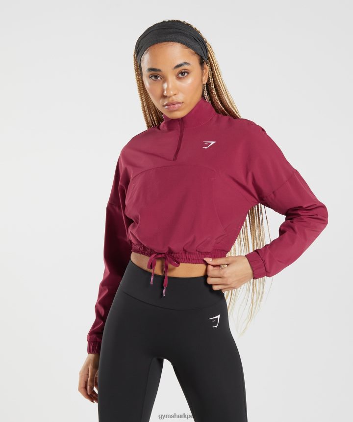 Gymsharkrompevientos deportivo mujer grosella rosa PFTJ2N381 ropa