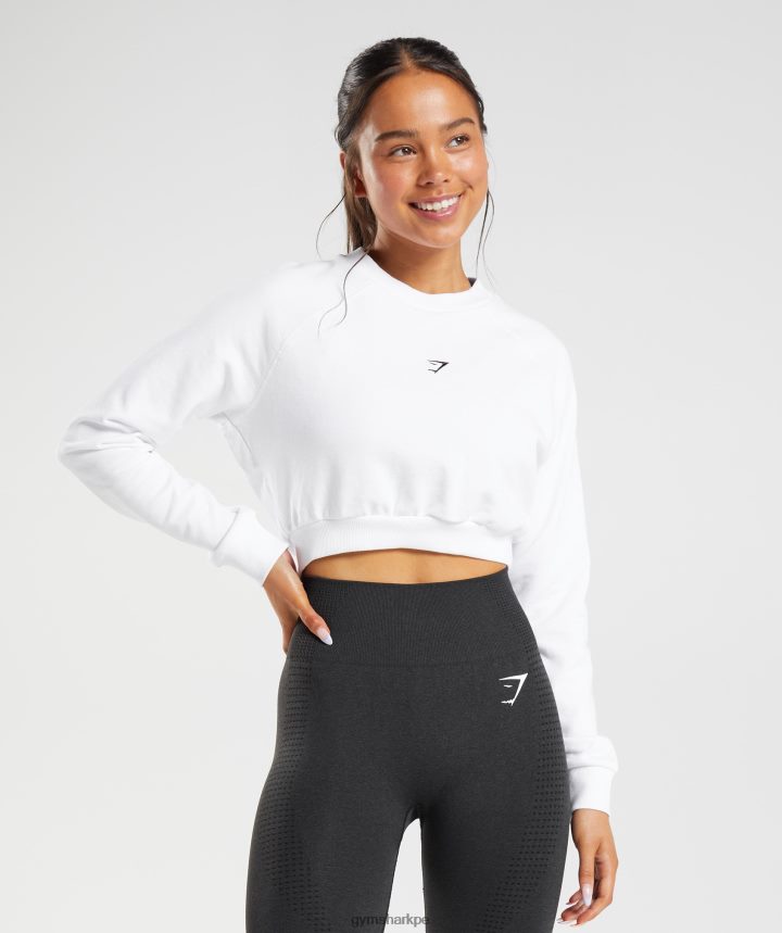 Gymsharksuéter corto de entrenamiento mujer blanco PFTJ2N405 ropa