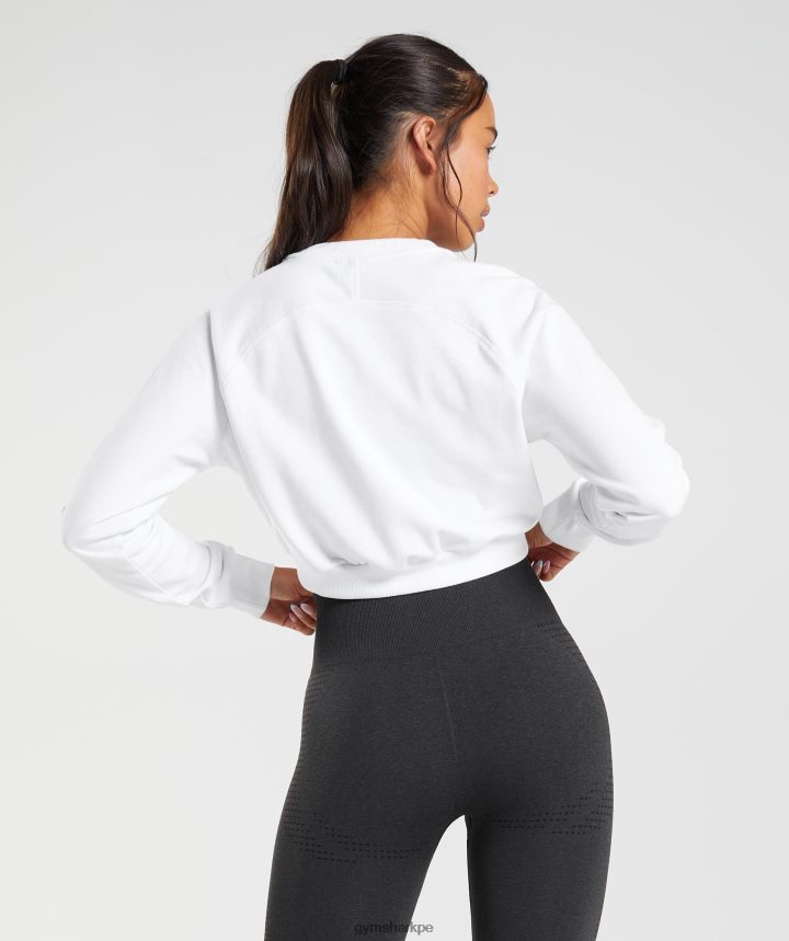 Gymsharksuéter corto de entrenamiento mujer blanco PFTJ2N405 ropa