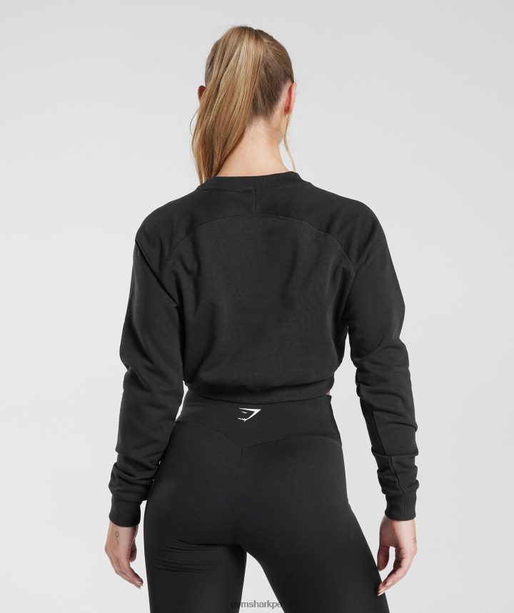 Gymsharksuéter corto de entrenamiento mujer negro PFTJ2N351 ropa